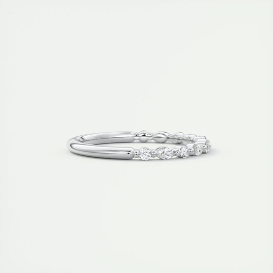2.0mm Marquise & Round EF- VVS Lab Grown Diamond Half Eternity Wedding Band