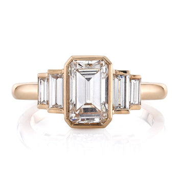 0.92ct Emerald Cut 5 Stone Moissanite Diamond Engagement Ring