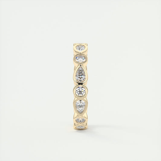 1.50CT Pear & Round Cut Moissanite Full Eternity Unique Wedding Band