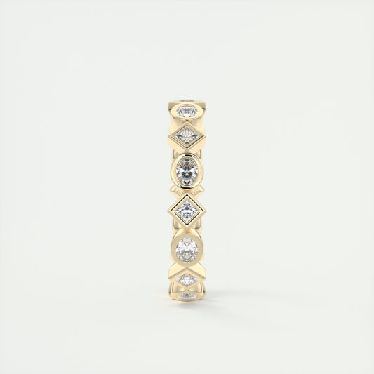 1.30CT Oval & Princess Moissanite Bezel Full Eternity Wedding Band