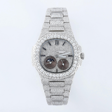 FULLY ICED OUT ROUND SHAPE MOISSANITE WATCH, MEN'S AUTOMATIC WATCH HIP HOP WATCH