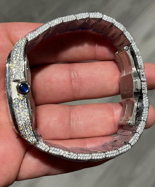 Cartier Round Moissanite Studded Diamond Watch