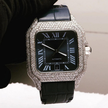 AUTOMATIC MOVEMENT VVS MOISSANITE HALF ICED OUT DIAMOND WATCH