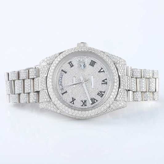 BUST DOWN WATCH, MOISSANITE STUDDED DIAMOND WATCH