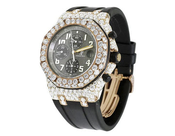 Full Iced Out VVS Diamond Men Watch, Silicon Band All Chronology Working 42mm Men Watch