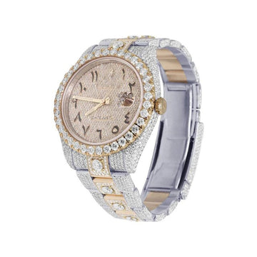 Rolex Datejust Round VVS Diamond Men Watch, Rose & White Gold Plated Stainless Steel Men Watch