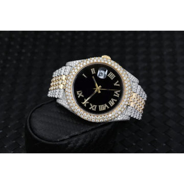 Latest Design VVS Diamond 2 Tone Gold Plated Stainless Steel Men Watch