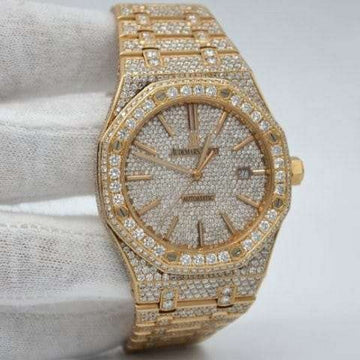 Full Iced Out VVS Diamond Men Watch, Stainless Steel Rose Gold Plated 42mm Men Watch