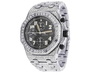 Full Iced Out VVS Diamond Men Watch, Stainless Steel White Gold Plated All Chronograph Working 42mm Men Watch