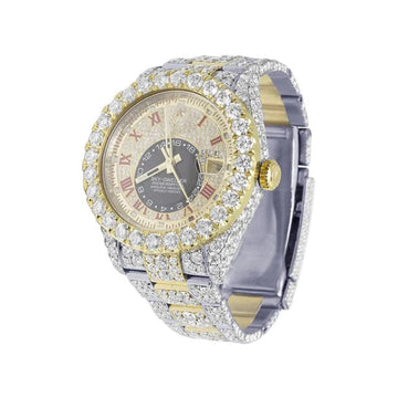 Rolex Sky Dweller 42mm Round VVS Diamond Men Watch Yellow & White Gold 2 Tone Plated Stainless Steel Men Watch