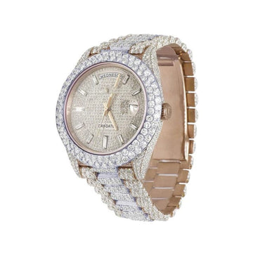 Rolex Jubilee Datejust Round VVS Diamond Men Watch, White Gold Plated Stainless Steel Men Watch
