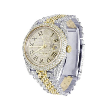 Latest Round VVS Diamond Men Watch, Fully Iced Out Stainless Steel Men Watch