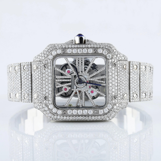 HIP-HOP DIAMOND WATCH, WHITE DIAMOND ICED OUT WATCH AUTOMATIC MOVEMENT WATCH