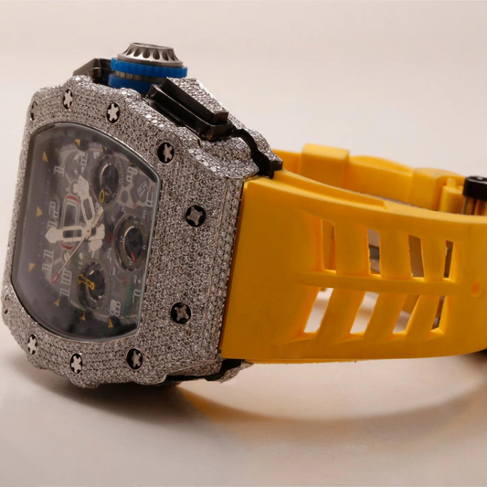LUXURY WATCH, HIP HOP JEWELRY, DIAMOND WATCH, MOISSANITE BLING WATCH FOR HIM, GIFTS