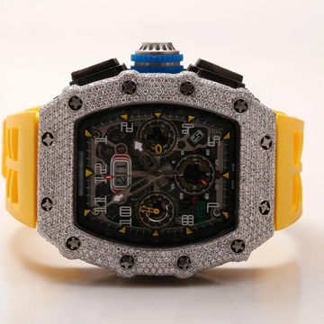 LUXURY WATCH, HIP HOP JEWELRY, DIAMOND WATCH, MOISSANITE BLING WATCH FOR HIM, GIFTS