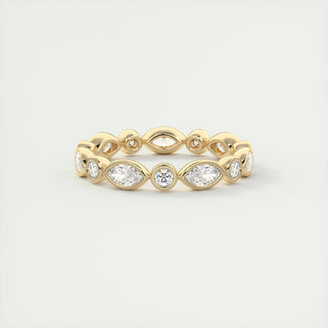 1.30CT Marquis & Round Cut Bezel Full Eternity Wedding Band
