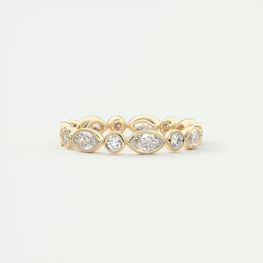 1.30CT Marquis & Round Cut Bezel Full Eternity Wedding Band
