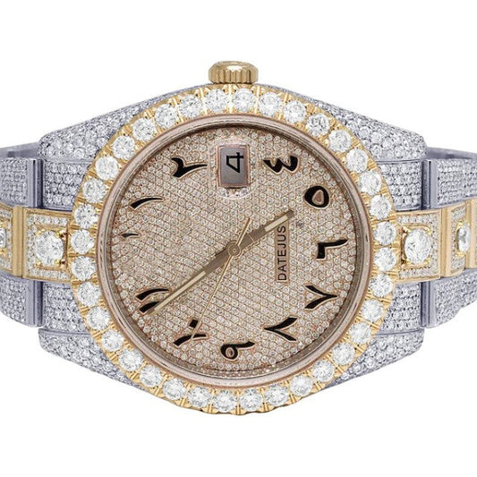 Rolex Datejust Round VVS Diamond Men Watch, Rose & White Gold Plated Stainless Steel Men Watch