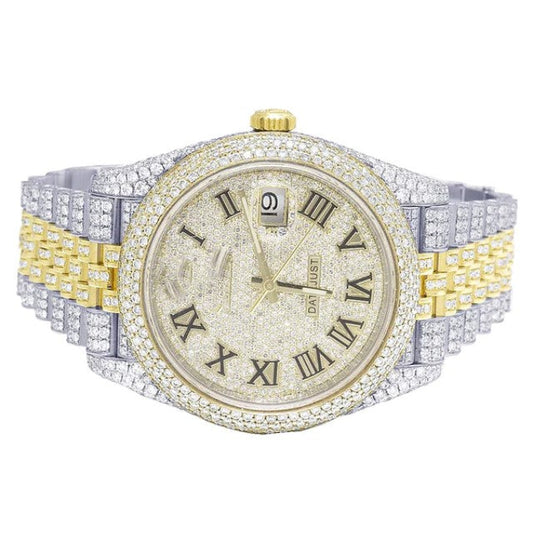 Latest Round VVS Diamond Men Watch, Fully Iced Out Stainless Steel Men Watch