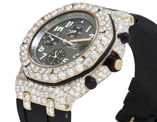 Full Iced Out VVS Diamond Men Watch, Silicon Band All Chronology Working 42mm Men Watch