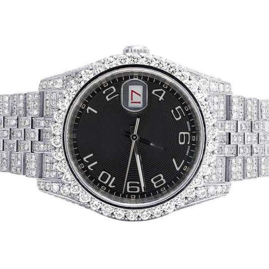 White Gold Plated Stainless Steel Men Watch For Gift, Fully Iced Out