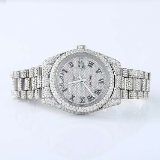 VVS MOISSANITE DIAMOND WATCH,AUTOMATIC SWISS MOVEMENT BUST DOWN WATCH