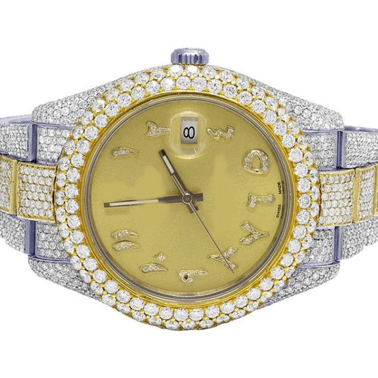 Rolex Jubilee Datejust Round VVS Diamond Men Watch Fully Iced Out Yellow & White Gold 2 Tone Plated Stainless Steel Men Watch