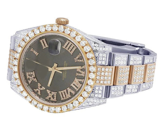 Best Round Dial VVS Diamond Men Watch, Rose & White Gold 2 Tone Plated Stainless Steel Men Watch