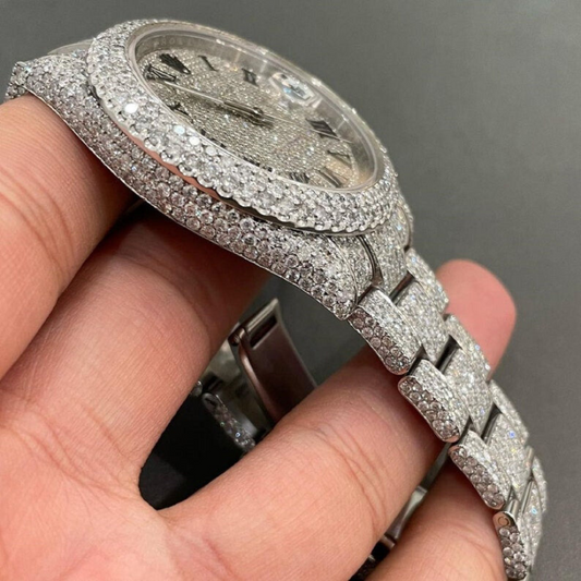 VVS Full Ice Out Studded White Moissanite Diamond Watch