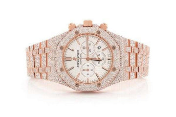 Full Iced Out Moissanite Diamond Men Watch, Stainless Steel White Gold Plated All Chronograph Working 42mm Men Watch