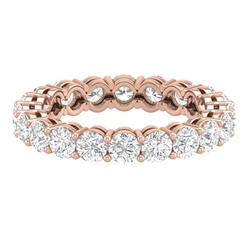 Round G-VVS Lab Grown Diamond Eternity Wedding Band in Rose Gold