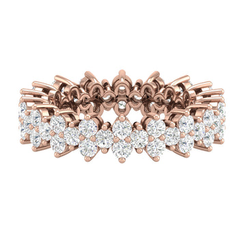 Round G-VVS Lab Grown Diamond Cluster Wedding Band in Rose Gold