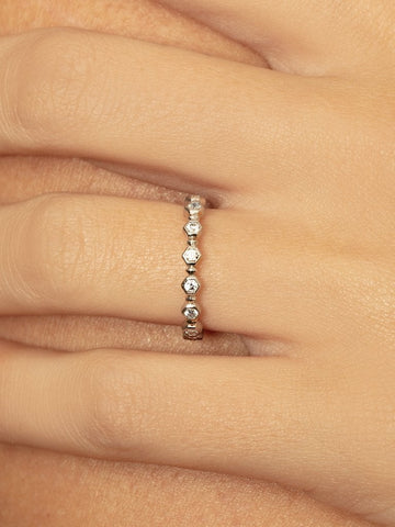0.25CTW Round Brilliant Cut Bezel Set Unique Stacking Wedding Band