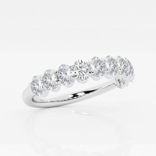 Oval F-VS2 Lab Grown Diamond Half Eternity Wedding Band in Gold