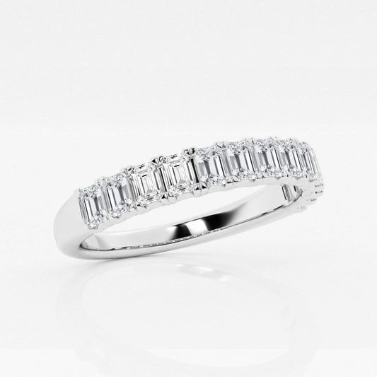 Emerald F-VS2 Lab Grown Diamond Half Eternity Wedding Band
