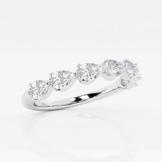 Pear F-VS2 Lab Grown Diamond Floating Half Eternity Wedding Band