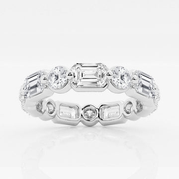 Emerald & Round F-VS2 Lab Grown Diamond Eternity Wedding Band