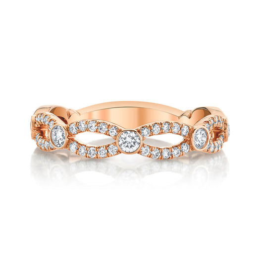 0.35ct Round Cut Criss Cross Moissanite Diamond Petite Wedding Band