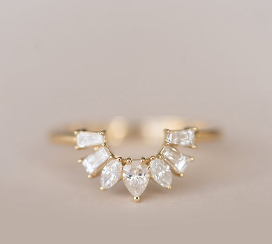 0.50ct Round Cut Curve Moissanite Diamond Wedding Band