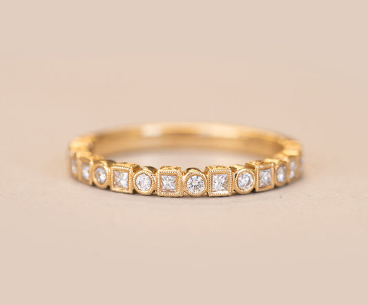 0.37ct Round And Princess Moissanite Diamond Full Eternity Wedding Band