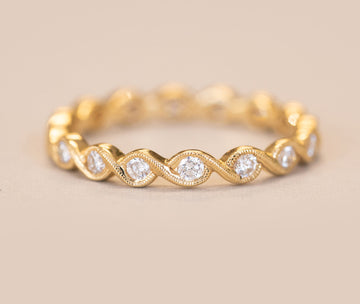 0.46ct Round Cut Moissanite Diamond Criss Cross Wedding Band