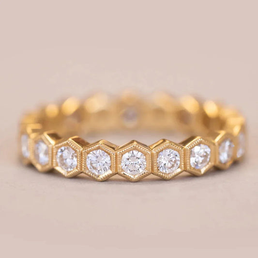 1.3 CTW  Round | Brilliant Cut Moissanite Halo Unique Wedding Band