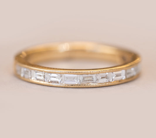 0.65ct Baguette Cut Moissanite Diamond Channel Wedding Band