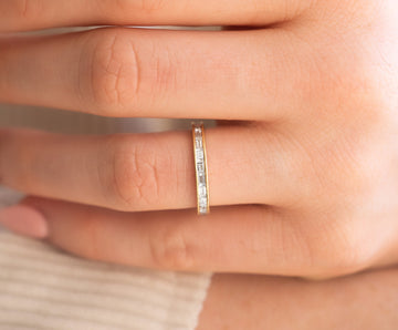 0.65ct Baguette Cut Moissanite Diamond Channel Wedding Band