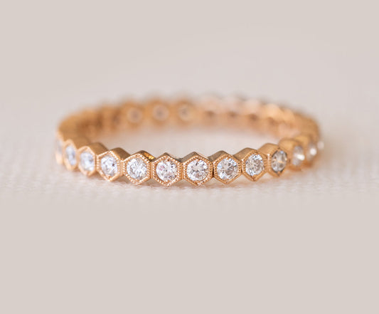 0.50ct Round Cut Bezel Moissanite Diamond Full Eternity Wedding Band