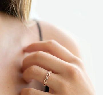 0.5 CTW  Round | Brilliant Cut Moissanite  Crossover  Halo Unique Wedding Band