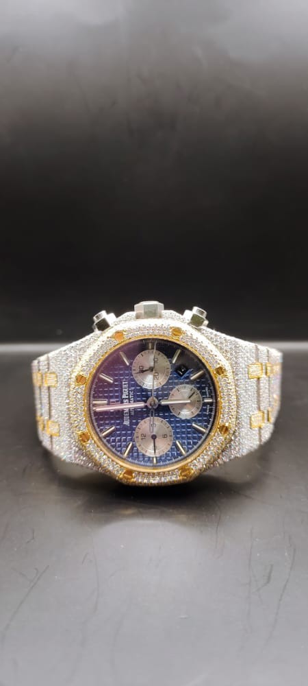 Iced Out Diamond Watch, Chronograph Working VVS Moissanite Diamond Men Wrist Watch, Wedding Gift Diamond Watch For Him