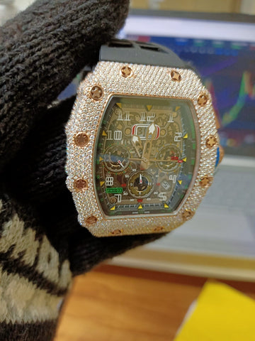 Richard Mille Iced Out Diamond Watch, Working VVS Moissanite Diamond Men Wrist Watch, Wedding Gift Diamond Watch For Him