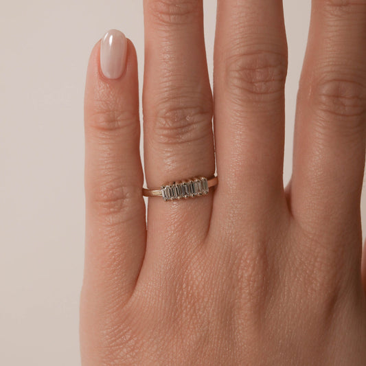 0.42ct Baguette Cut Moissanite Diamond 7 Stone Wedding Band