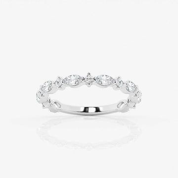 Marquise & Round F-VS2 Lab Grown Diamond 3/4 Eternity Wedding Band